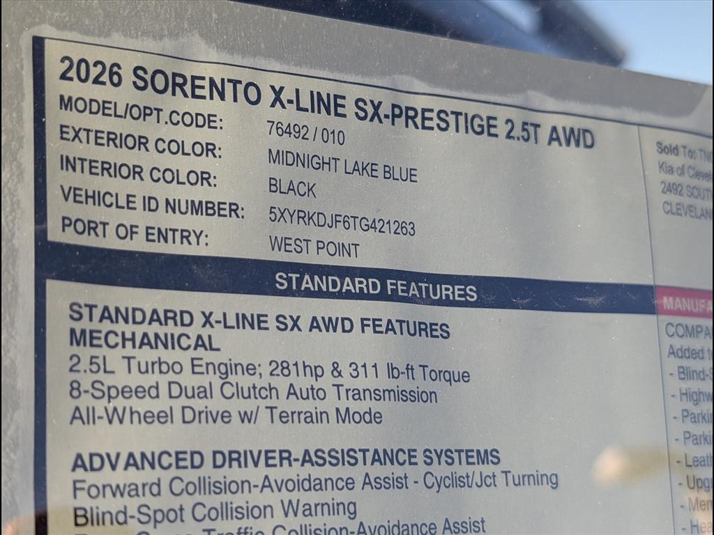 2026 Kia Sorento X-Line SX Prestige AWD Chattanooga TN