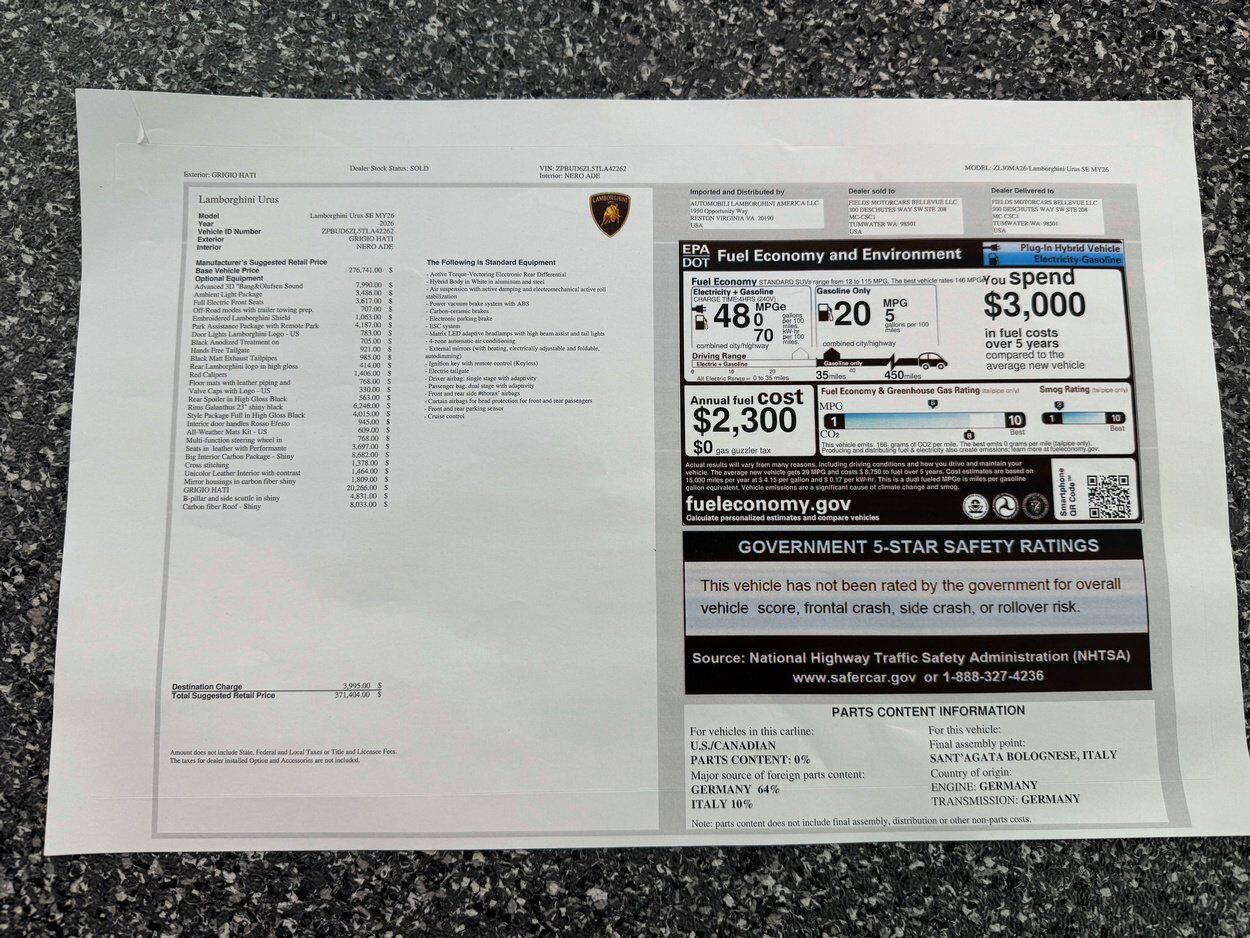 2026 LAMBORGHINI URUS SE Bellevue WA