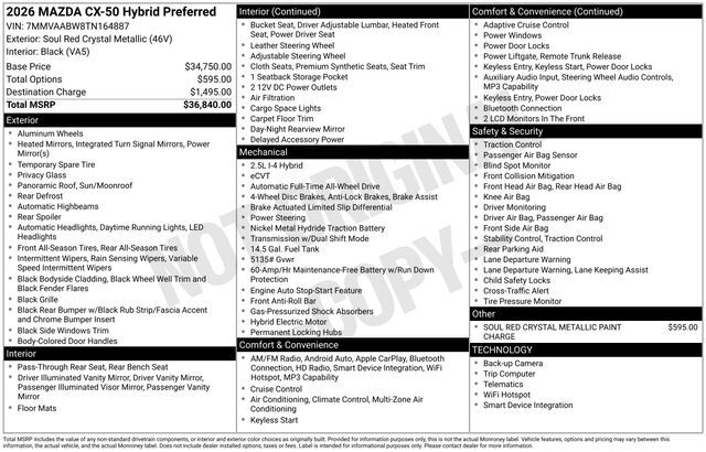 2026 MAZDA CX-50 Hybrid Preferred Raleigh NC