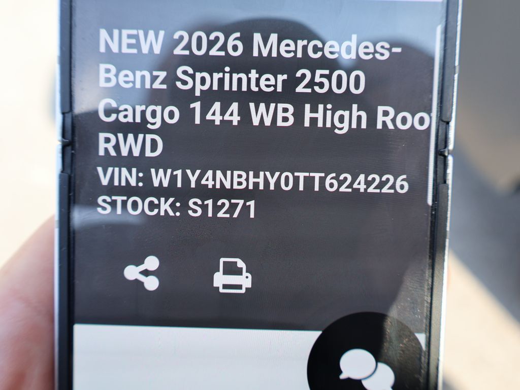 2026 Mercedes-Benz Sprinter 2500 Cargo 144 WB High Roof San Clemente CA