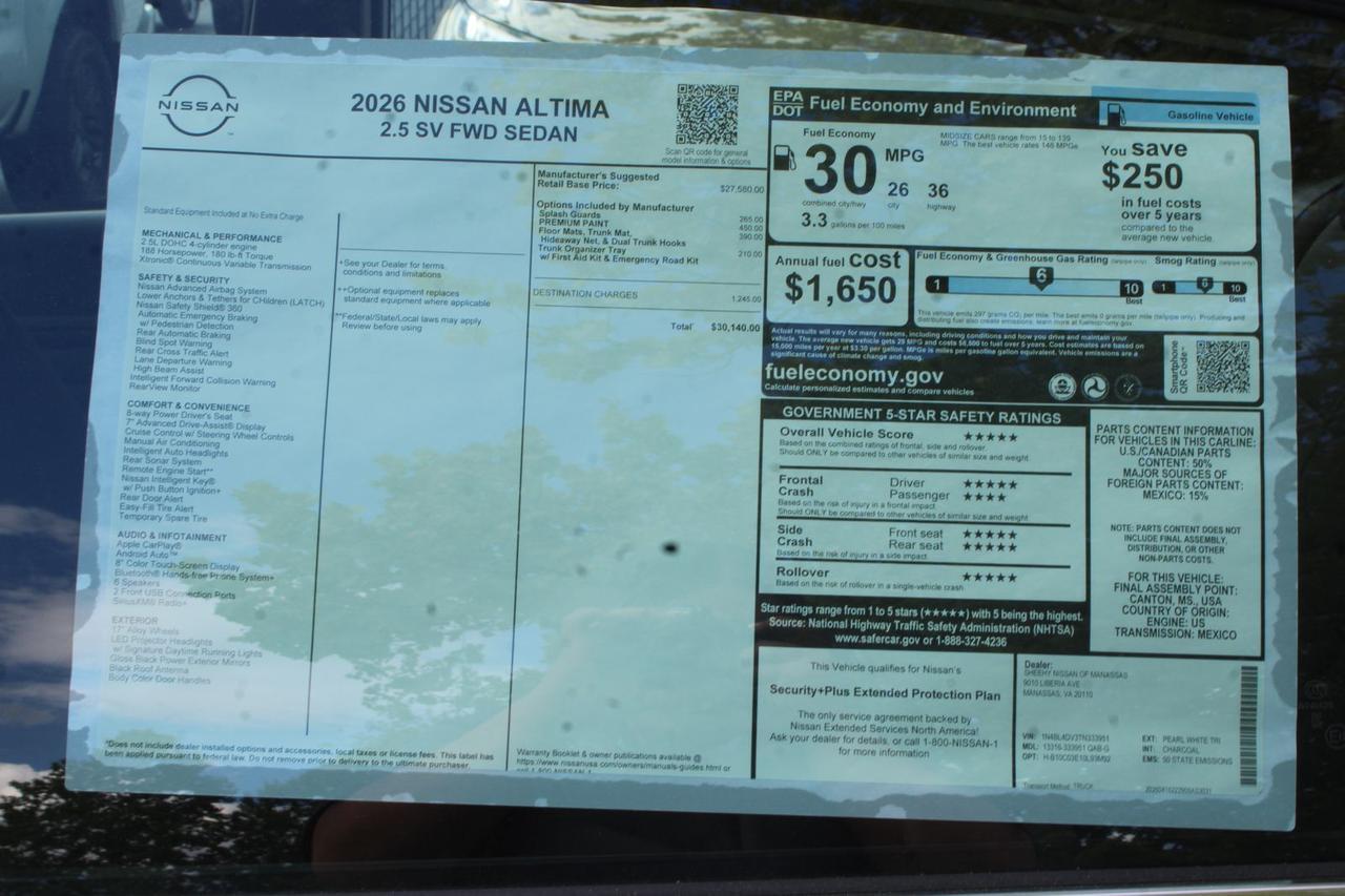 2026 Nissan Altima 2.5 SV Manassas VA
