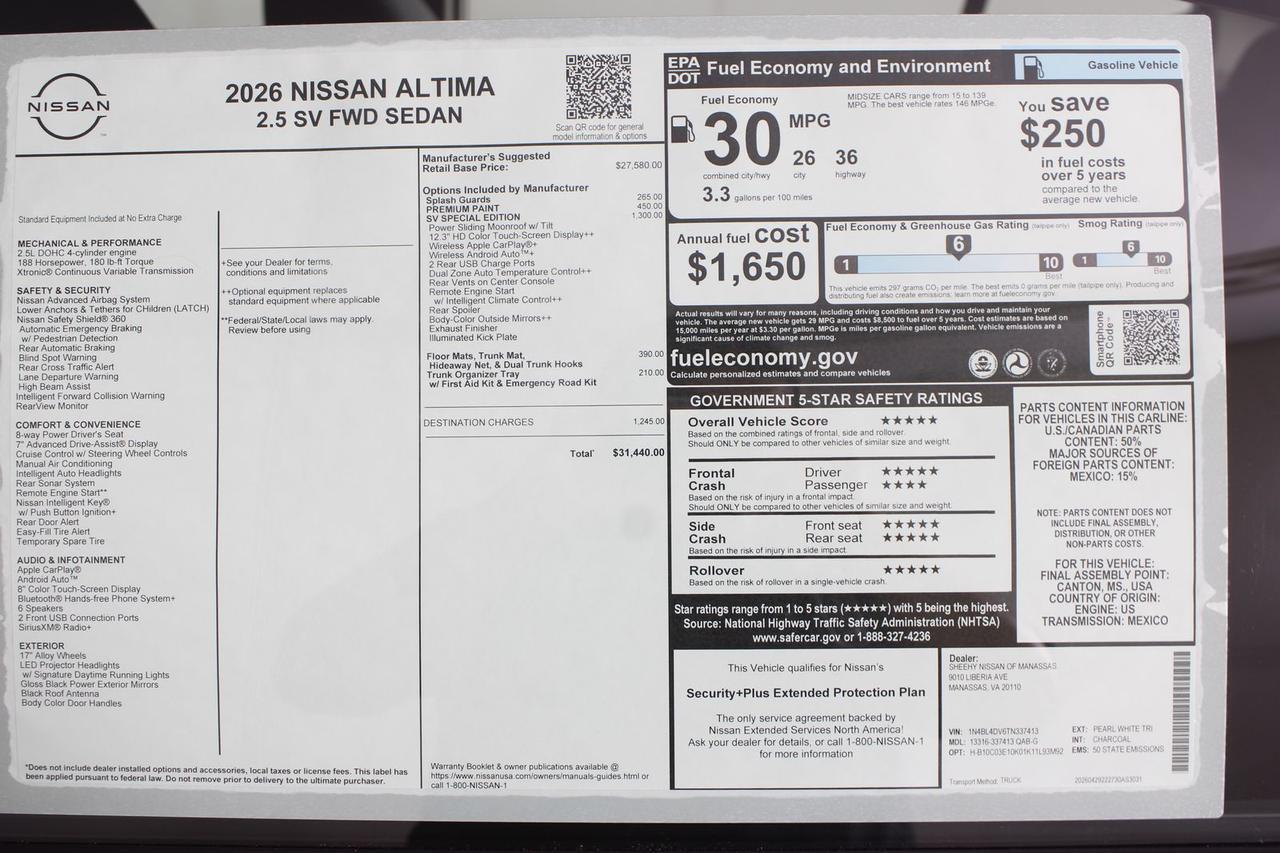 2026 Nissan Altima 2.5 SV Manassas VA
