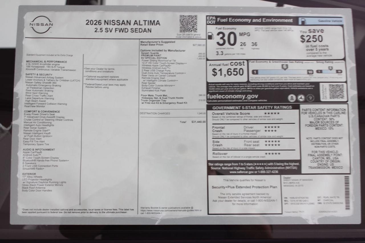 2026 Nissan Altima 2.5 SV Manassas VA