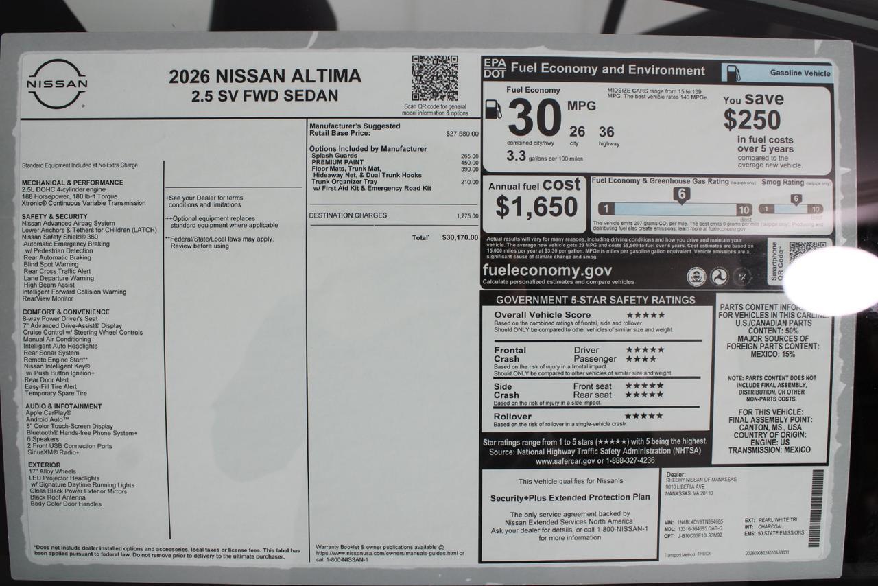 2026 Nissan Altima 2.5 SV Manassas VA