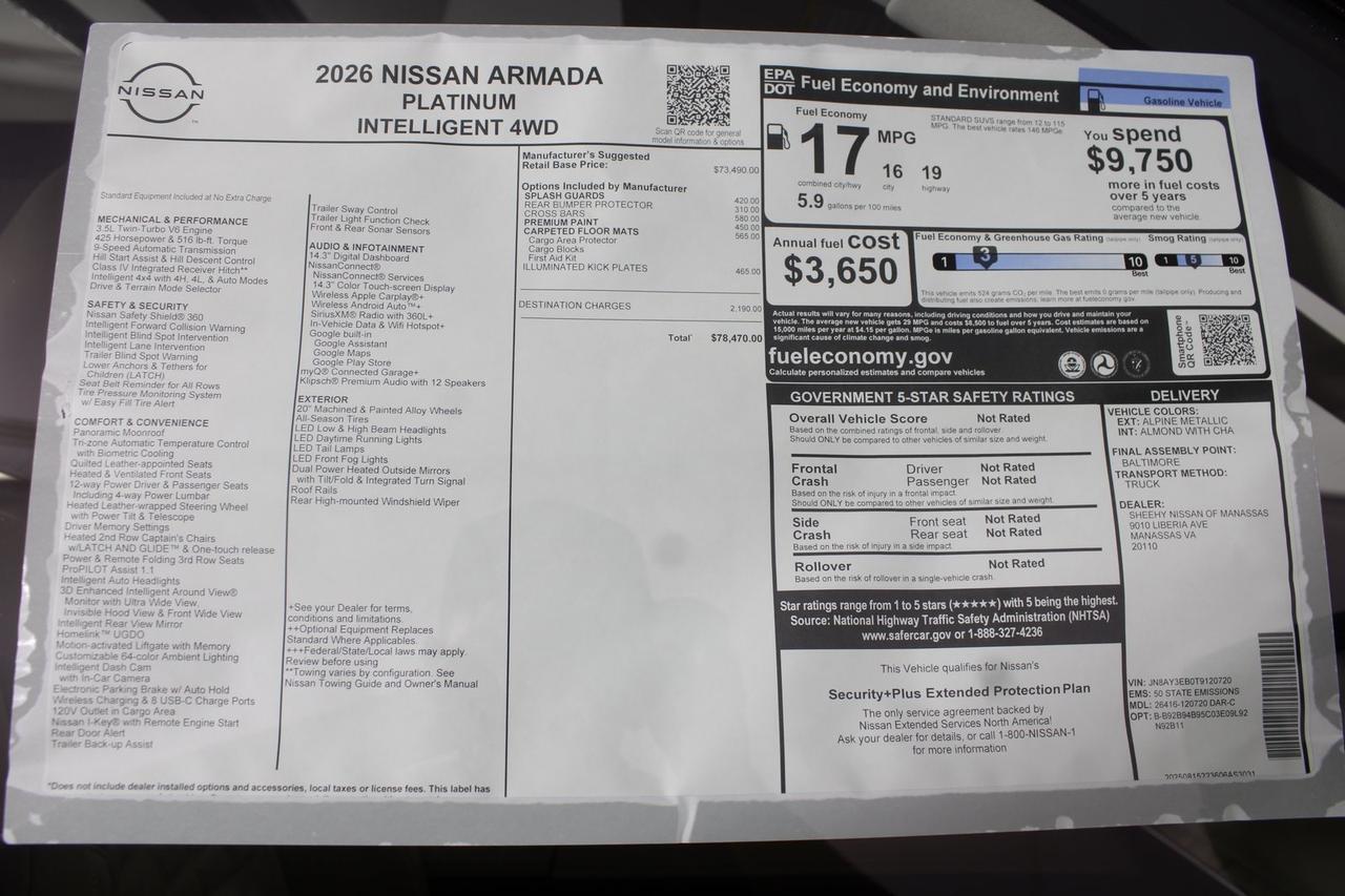 2026 Nissan Armada Platinum Manassas VA