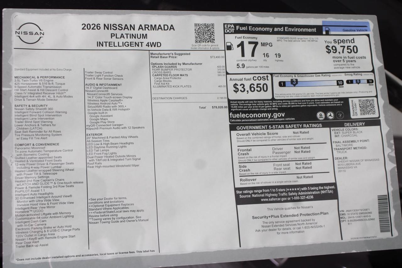 2026 Nissan Armada Platinum Manassas VA