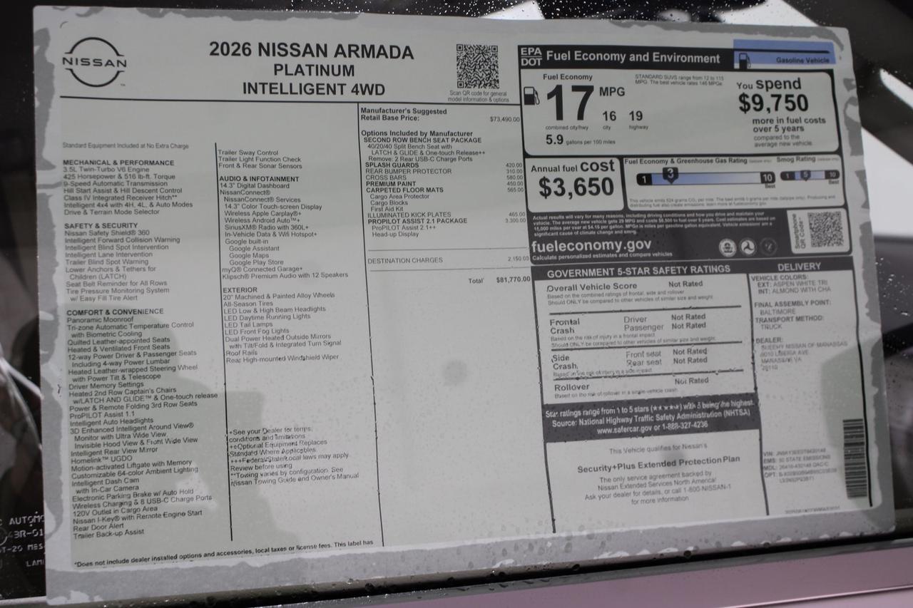 2026 Nissan Armada Platinum Manassas VA