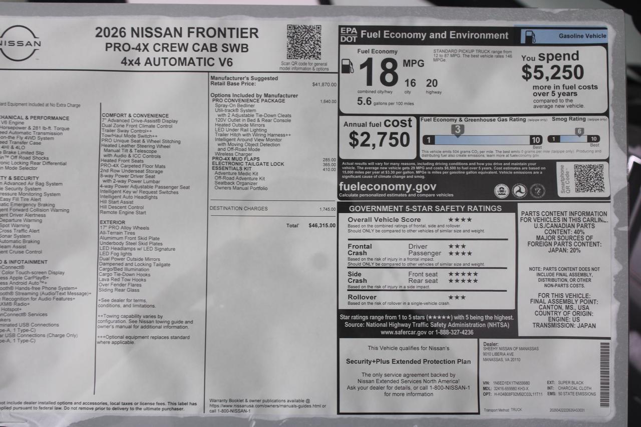 2026 Nissan Frontier PRO-4X Manassas VA
