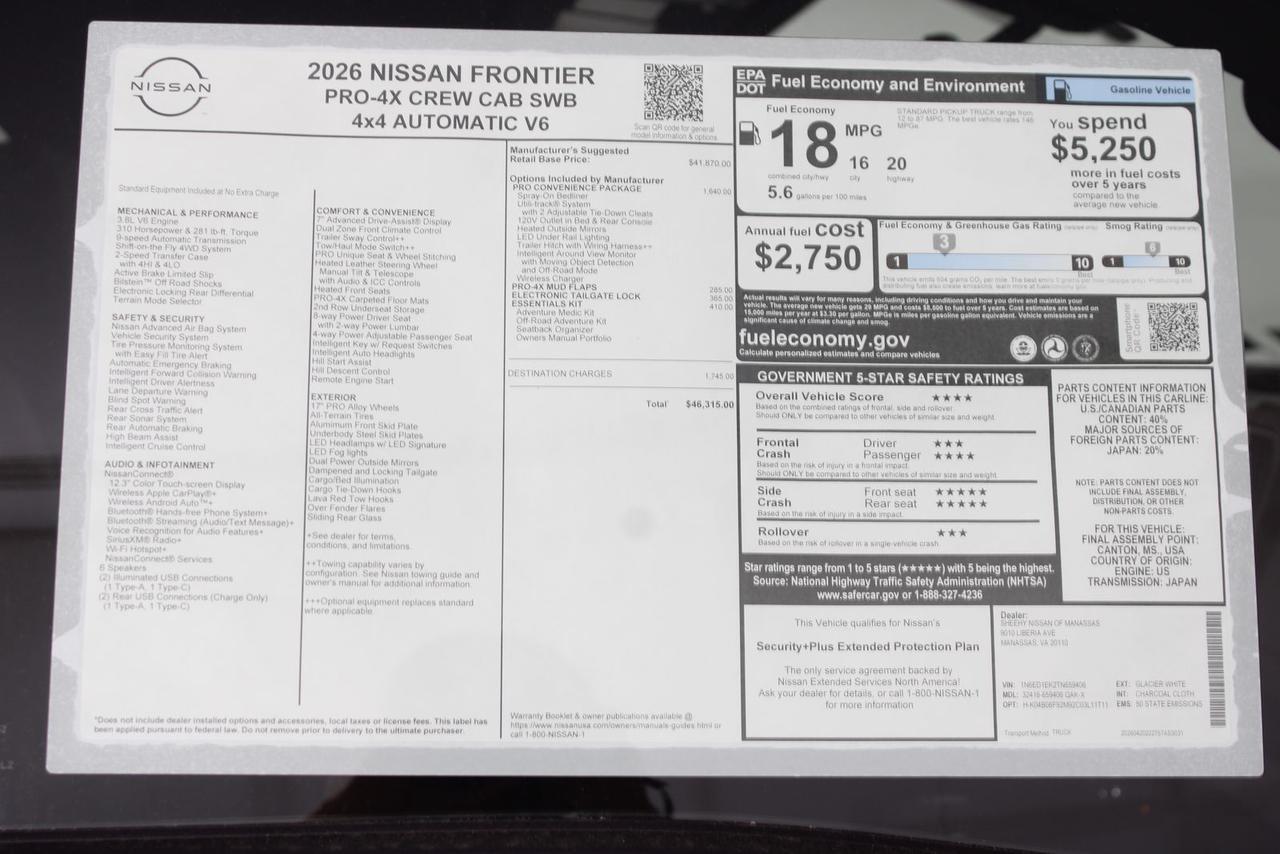 2026 Nissan Frontier PRO-4X Manassas VA