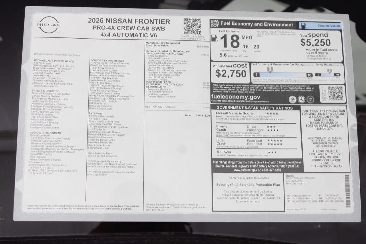 2026 Nissan Frontier PRO-4X Manassas VA