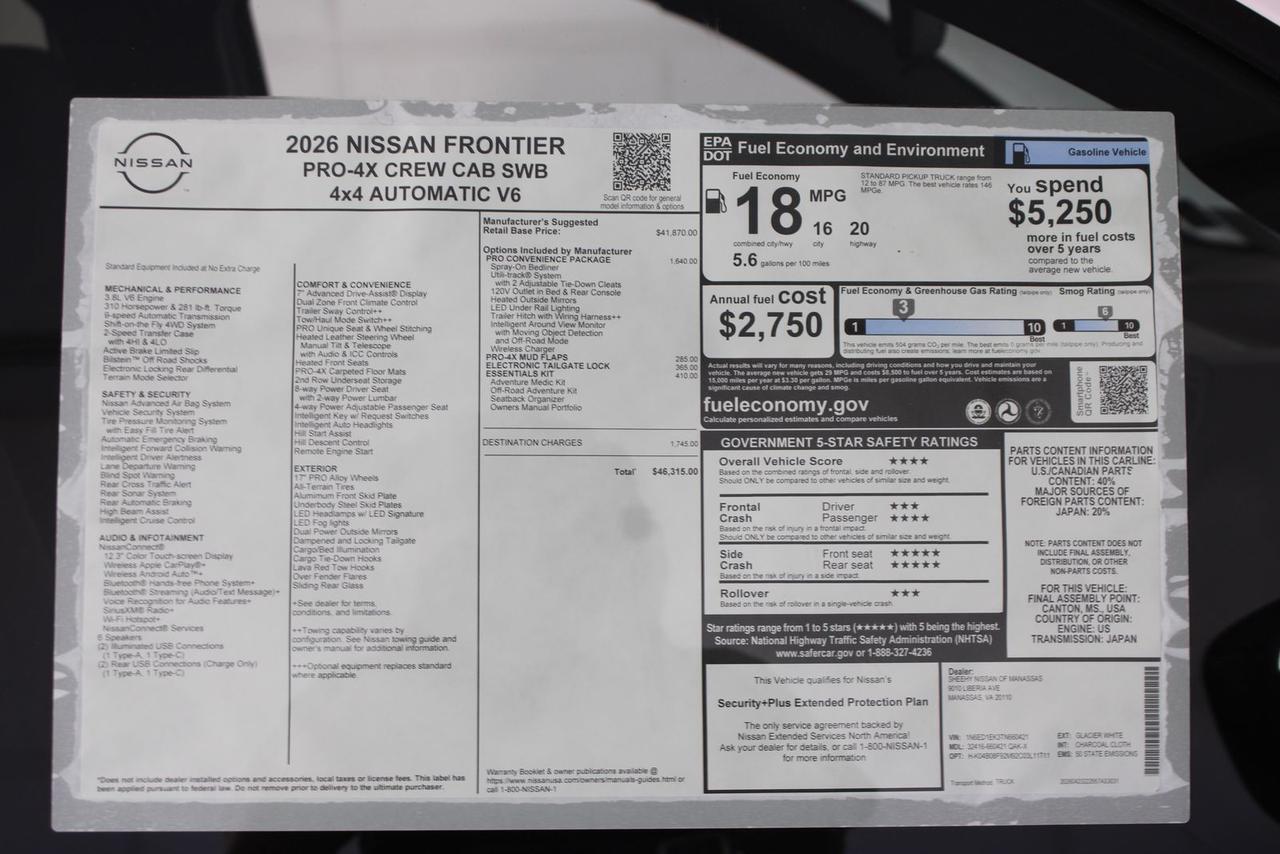 2026 Nissan Frontier PRO-4X Manassas VA
