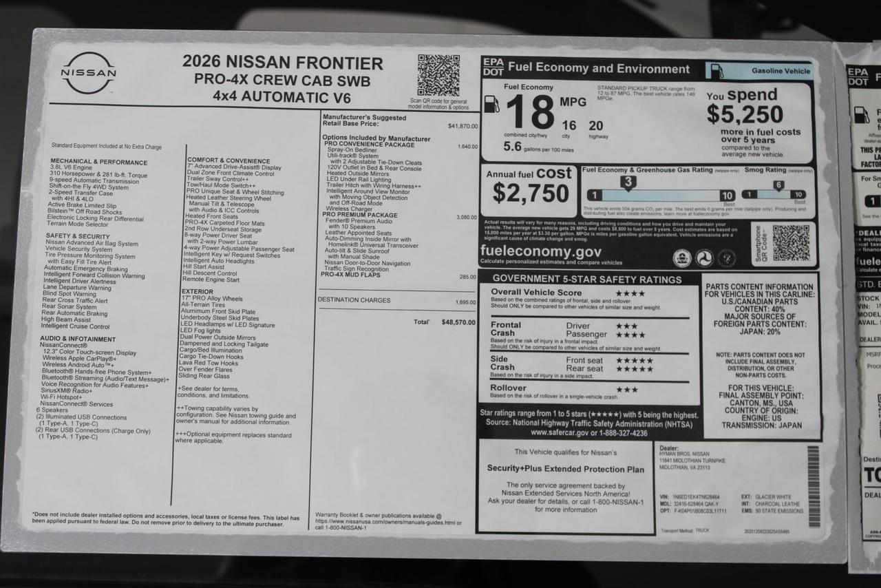 2026 Nissan Frontier PRO-4X Manassas VA