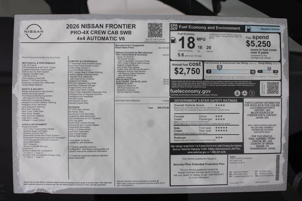 2026 Nissan Frontier PRO-4X Manassas VA