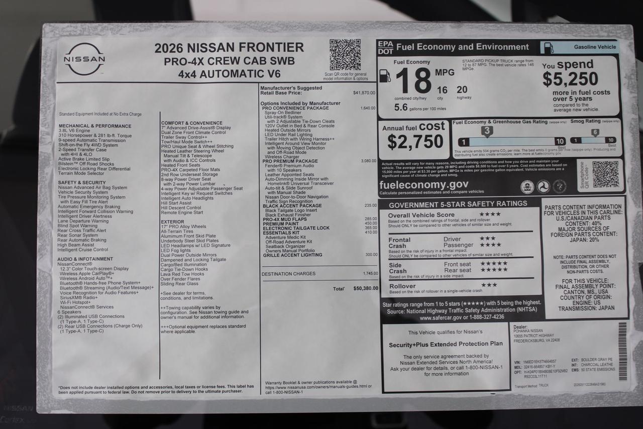 2026 Nissan Frontier PRO-4X Manassas VA