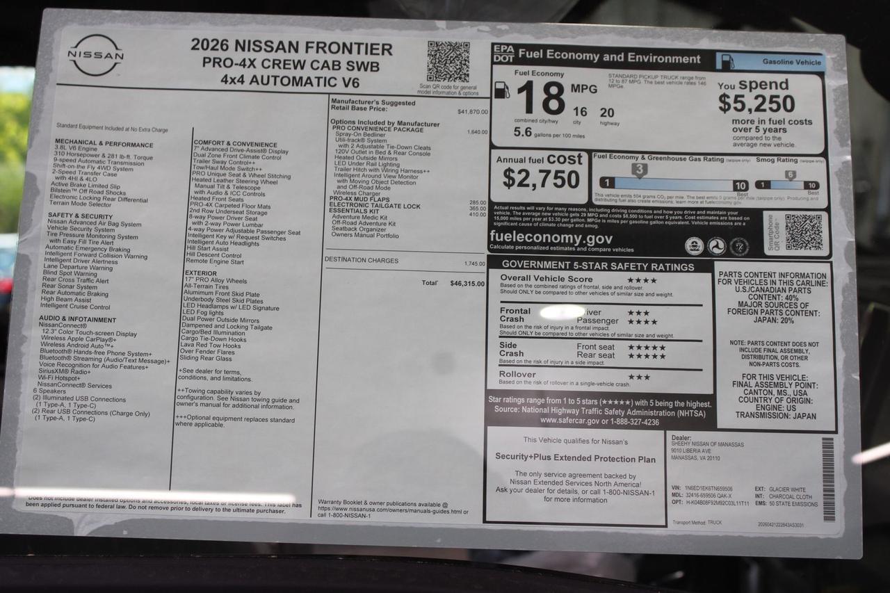 2026 Nissan Frontier PRO-4X Manassas VA