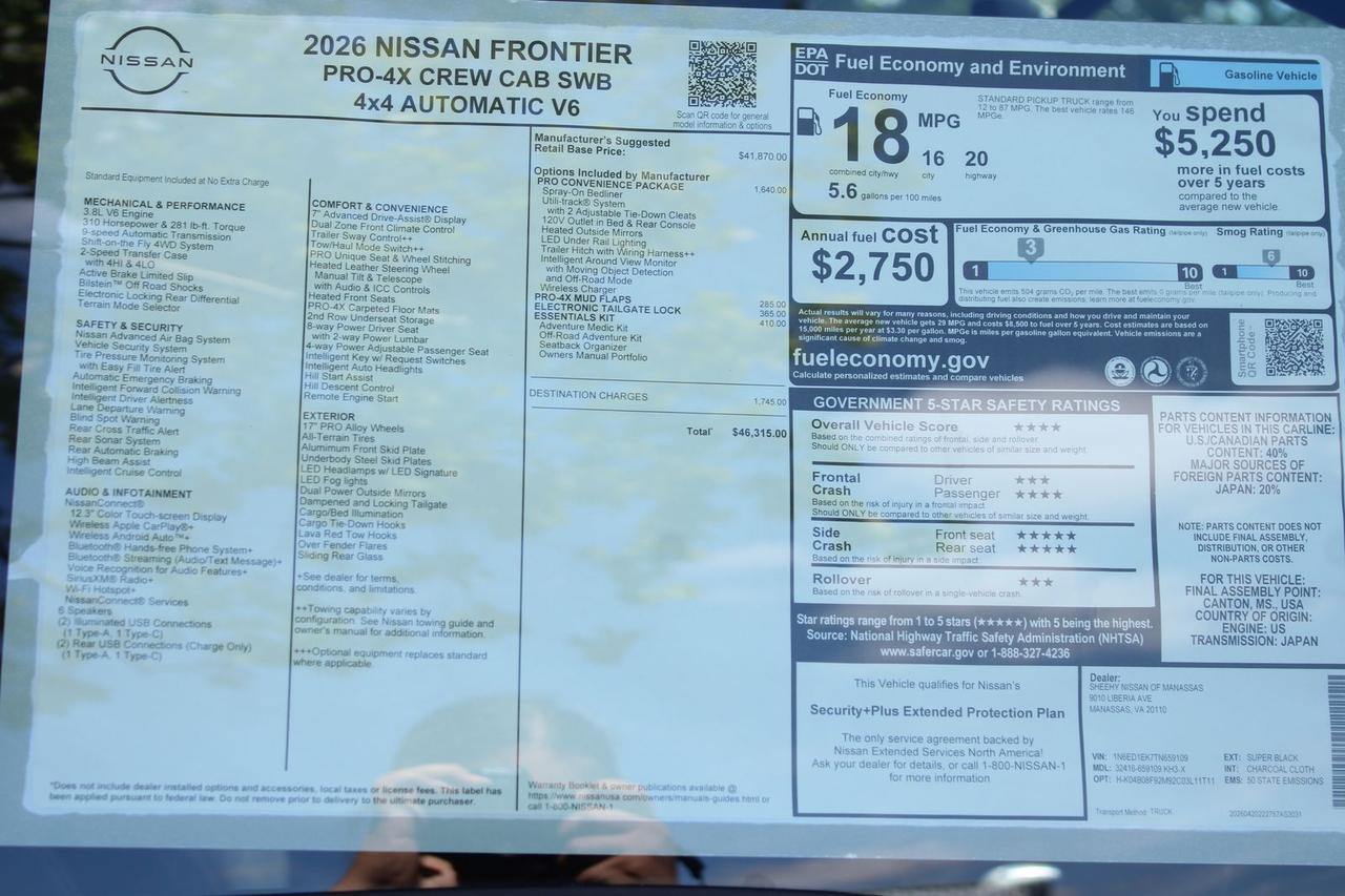 2026 Nissan Frontier PRO-4X Manassas VA