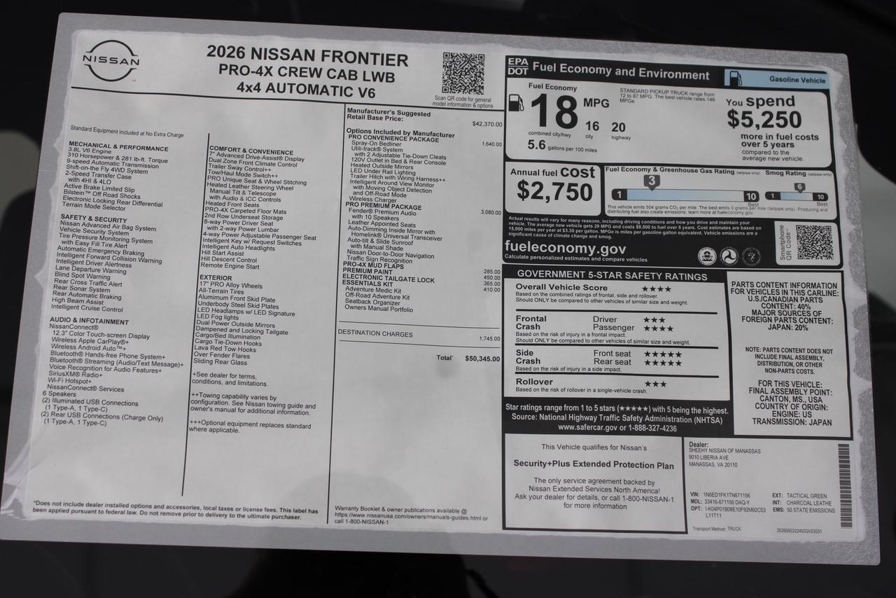 2026 Nissan Frontier PRO-4X Manassas VA
