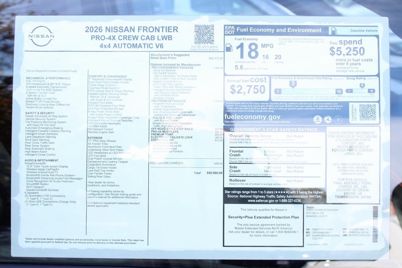 2026 Nissan Frontier PRO-4X Manassas VA