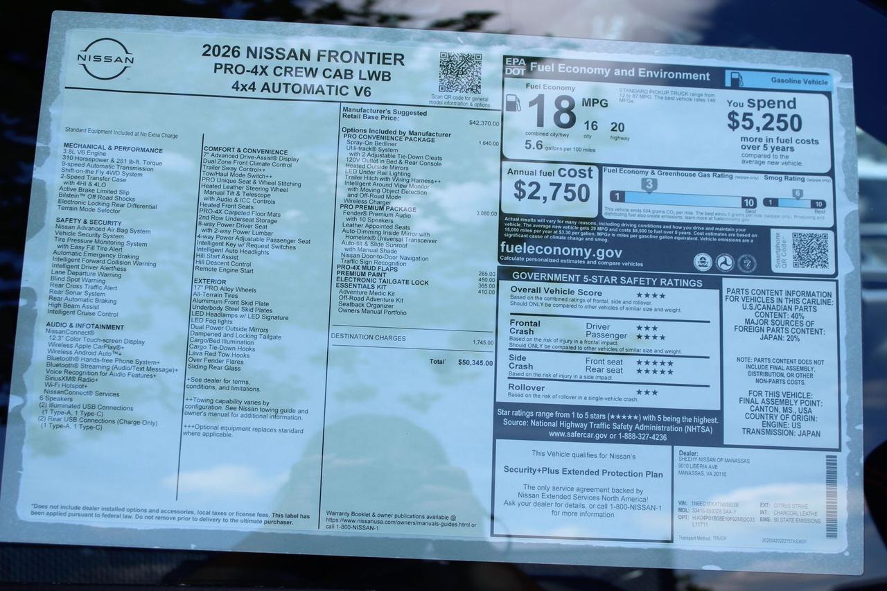 2026 Nissan Frontier PRO-4X Manassas VA