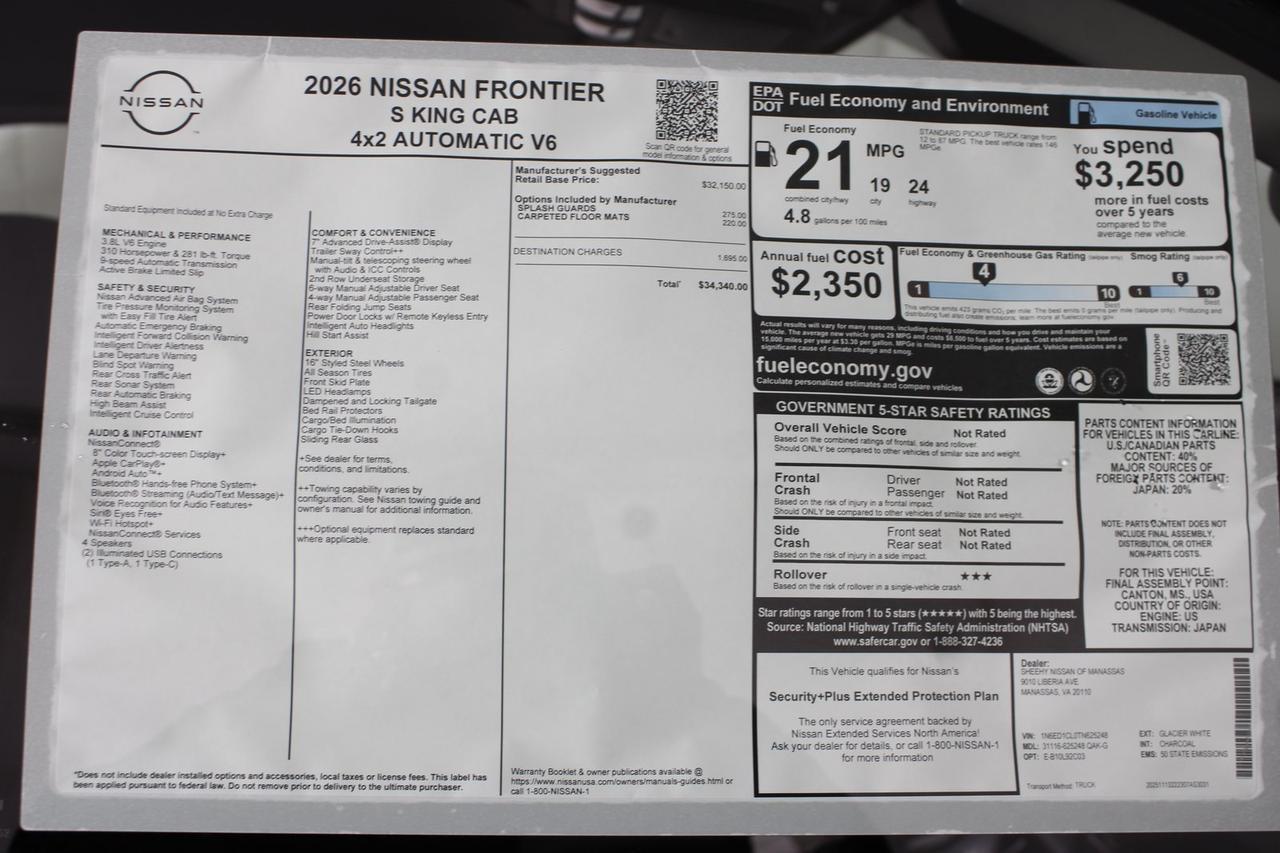 2026 Nissan Frontier S Manassas VA