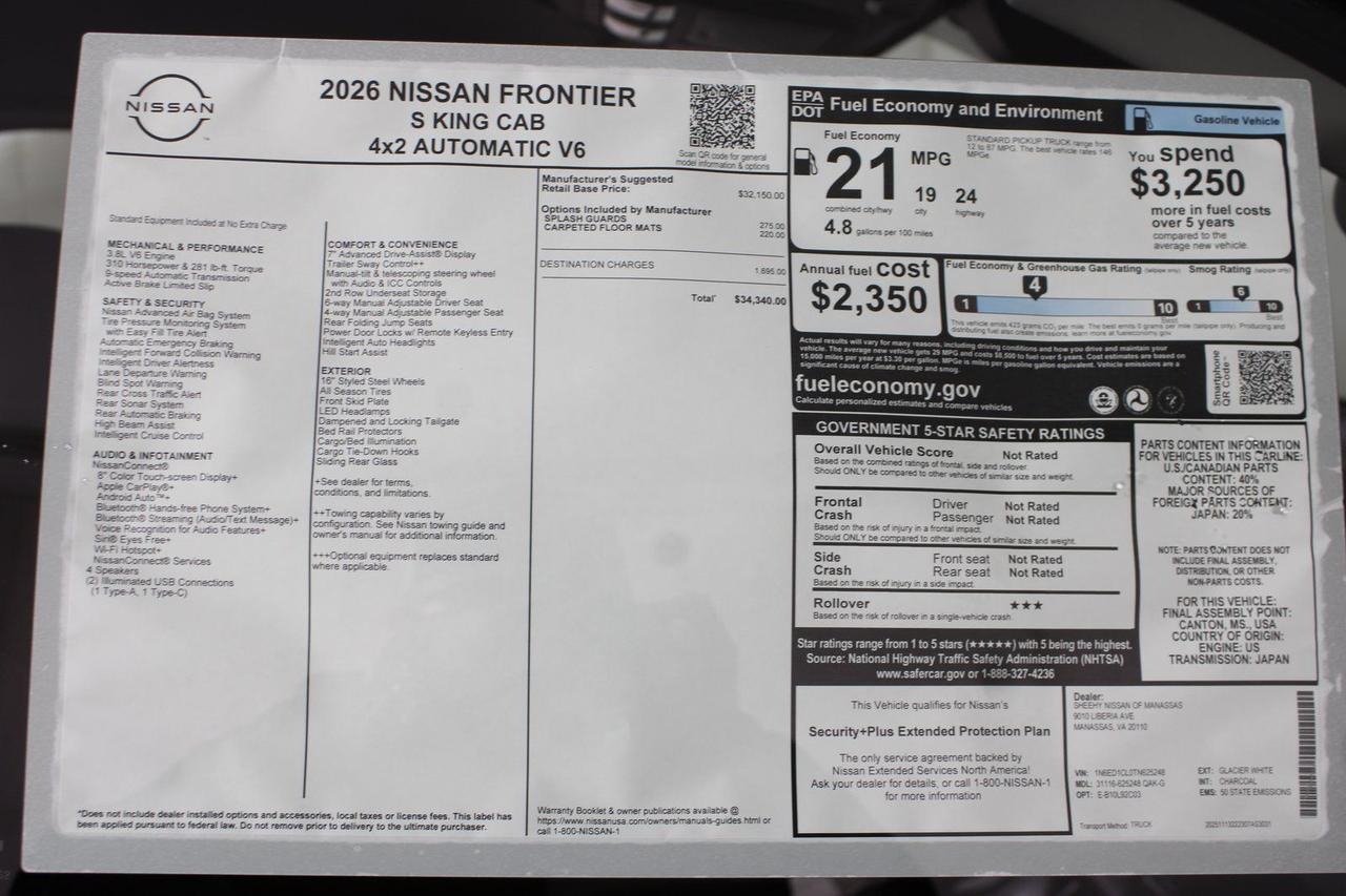 2026 Nissan Frontier S Manassas VA