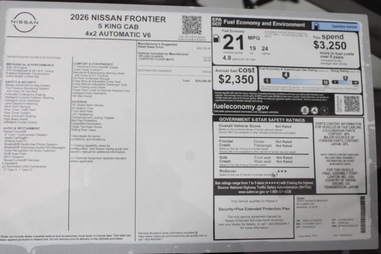 2026 Nissan Frontier S Manassas VA