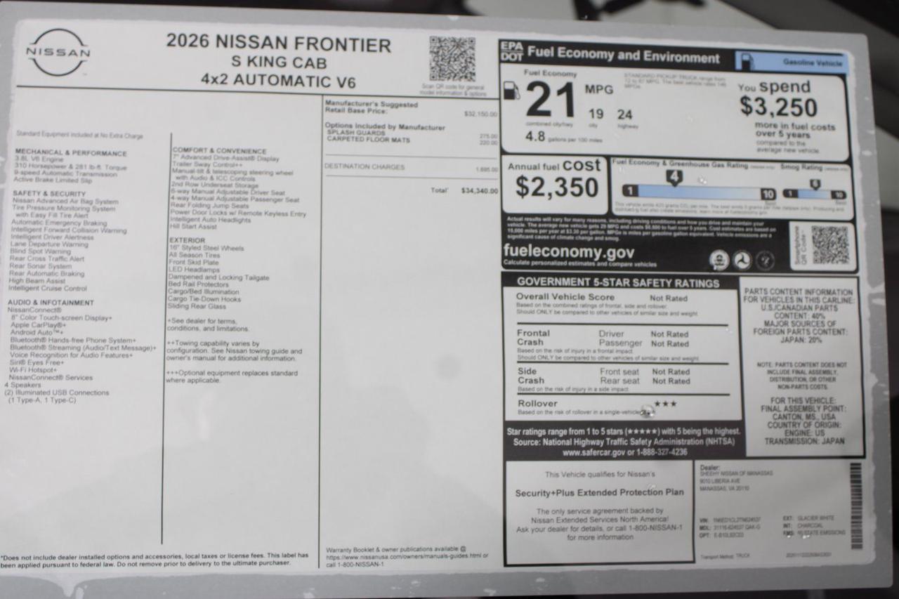 2026 Nissan Frontier S Manassas VA