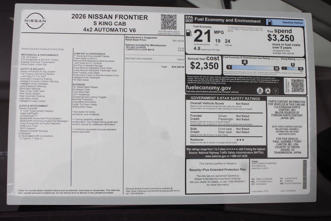 2026 Nissan Frontier S Manassas VA