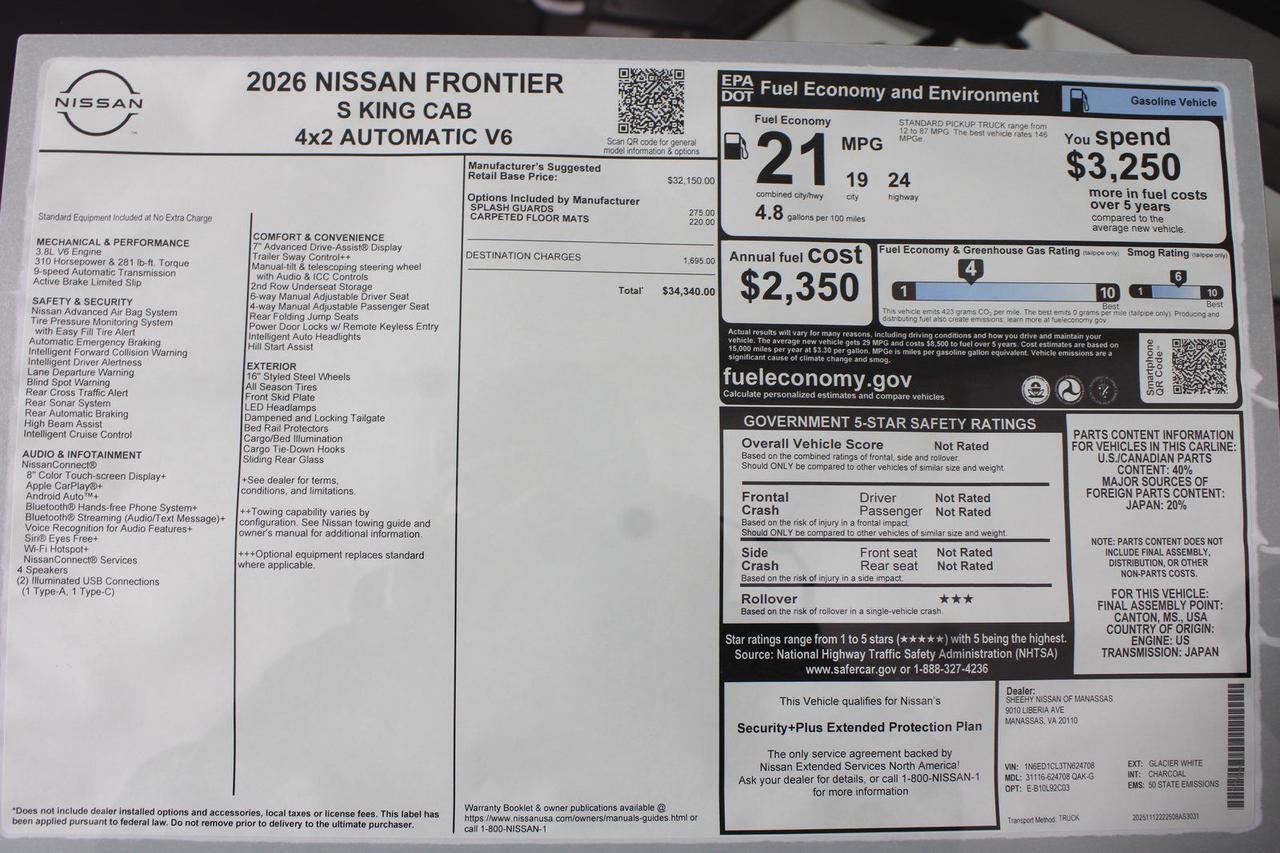 2026 Nissan Frontier S Manassas VA