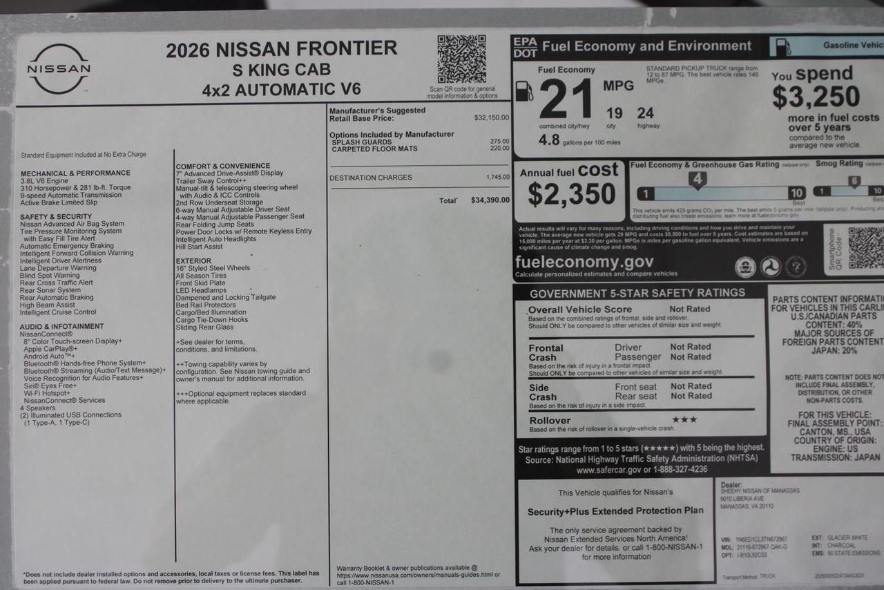 2026 Nissan Frontier S Manassas VA