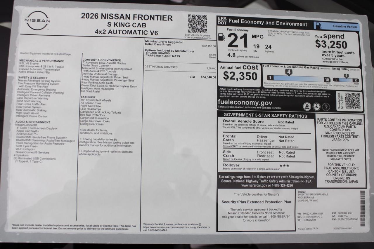 2026 Nissan Frontier S Manassas VA