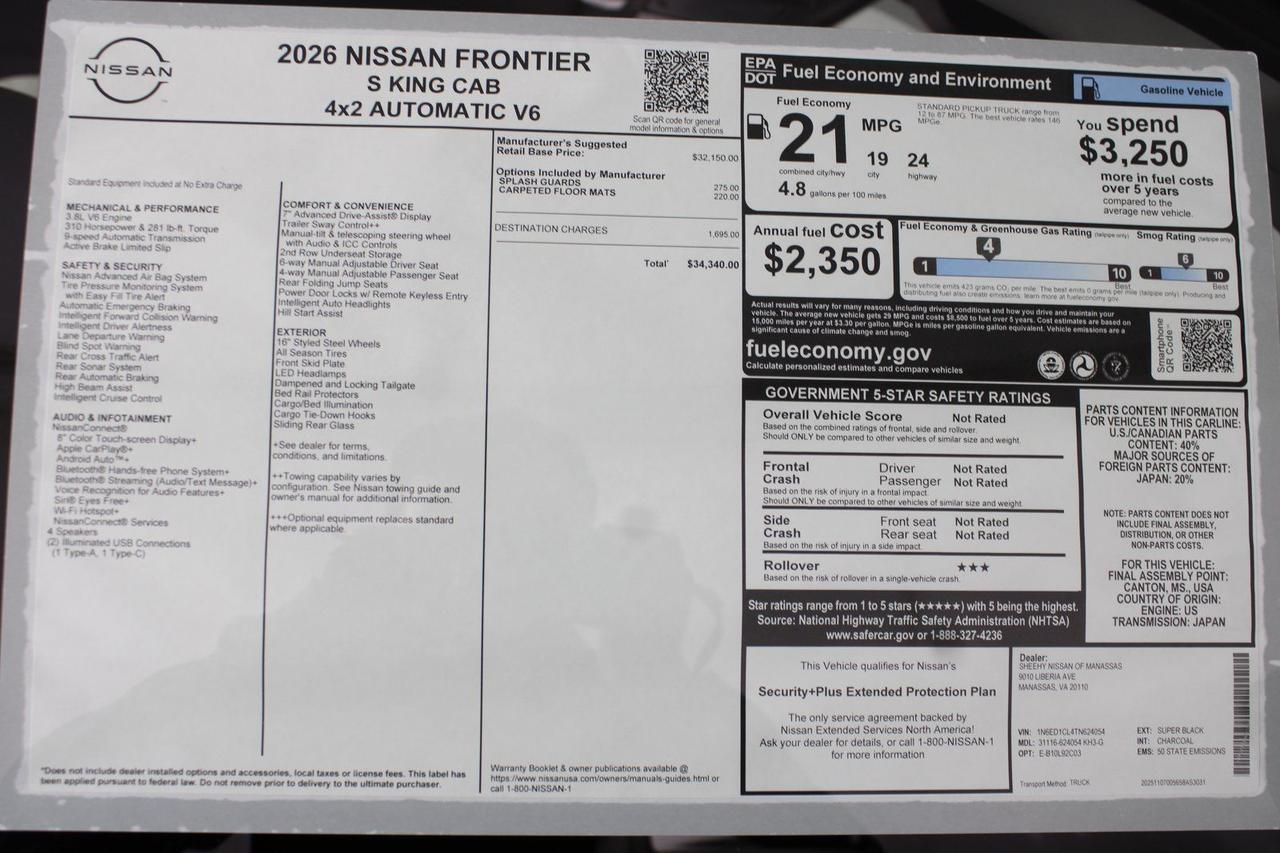 2026 Nissan Frontier S Manassas VA
