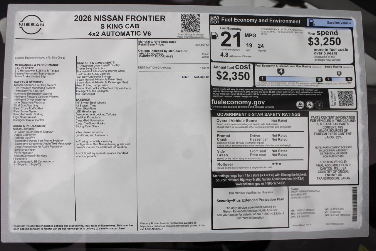 2026 Nissan Frontier S Manassas VA