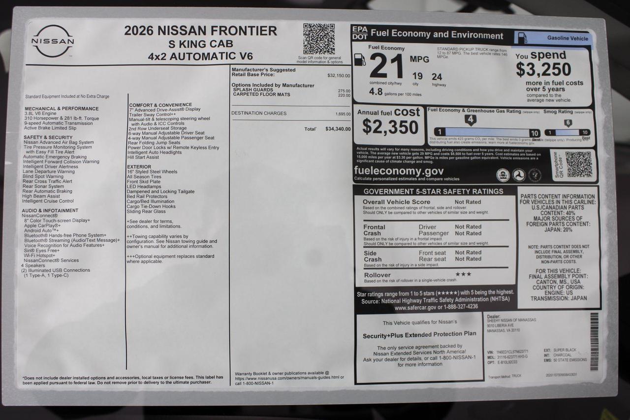 2026 Nissan Frontier S Manassas VA