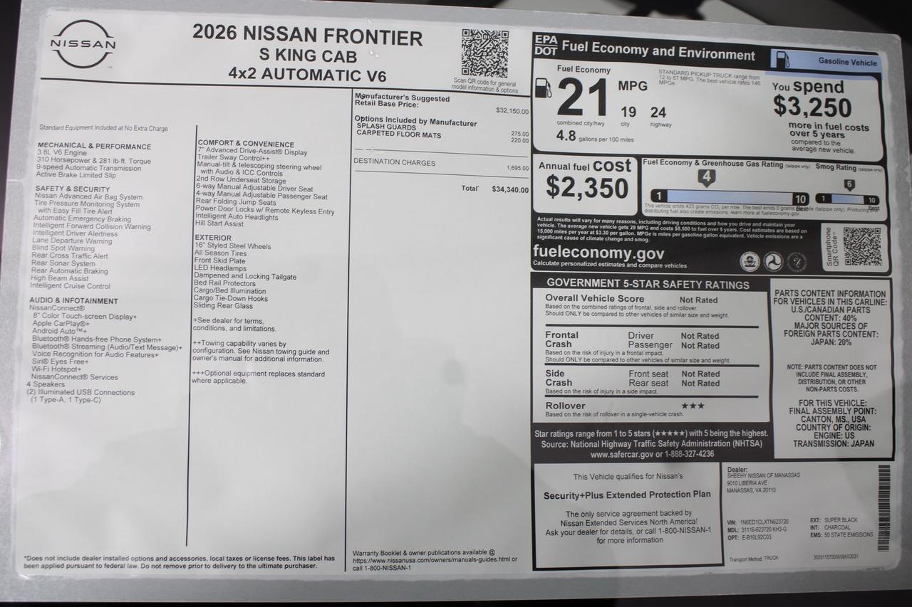 2026 Nissan Frontier S Manassas VA