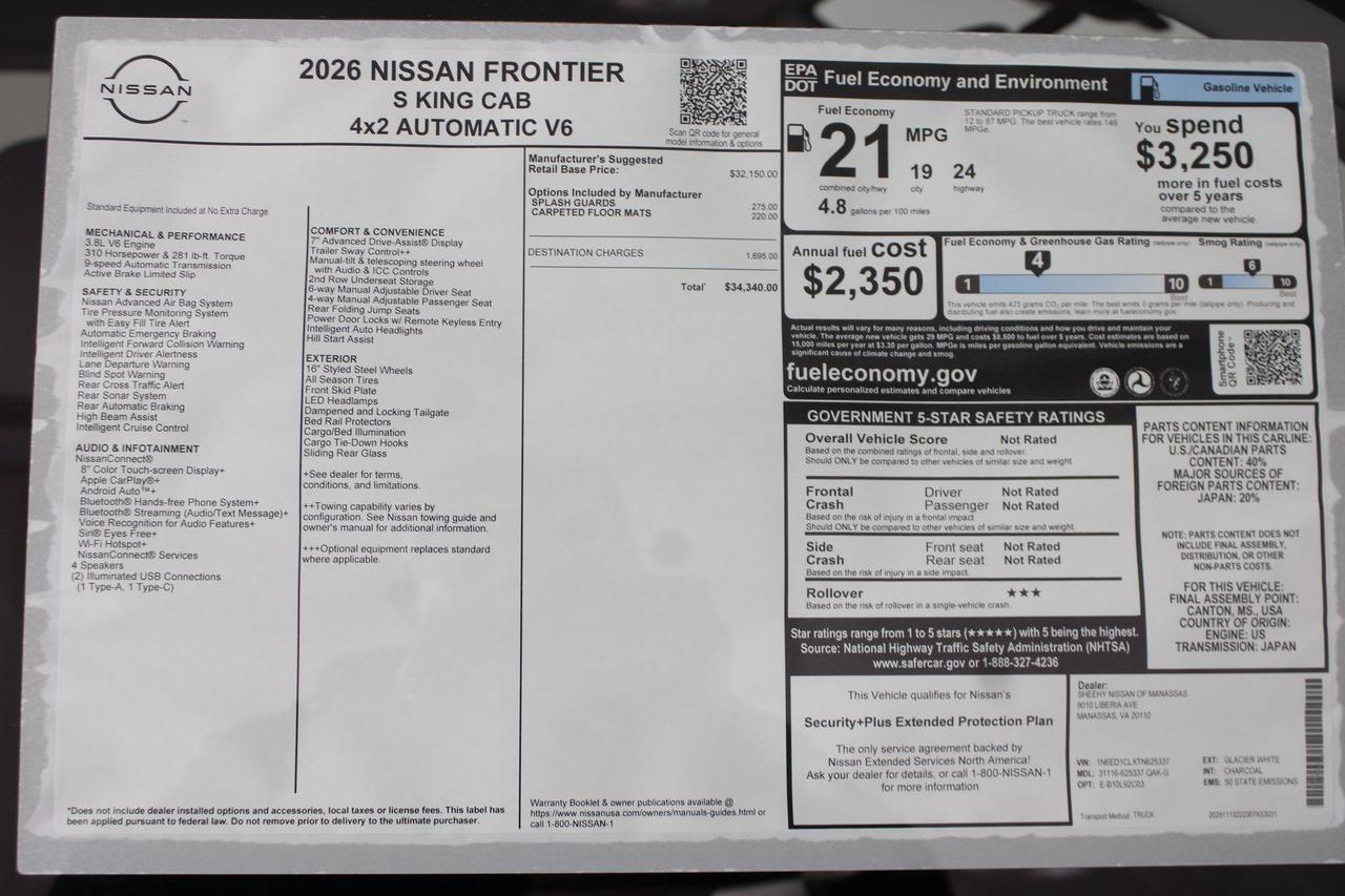 2026 Nissan Frontier S Manassas VA