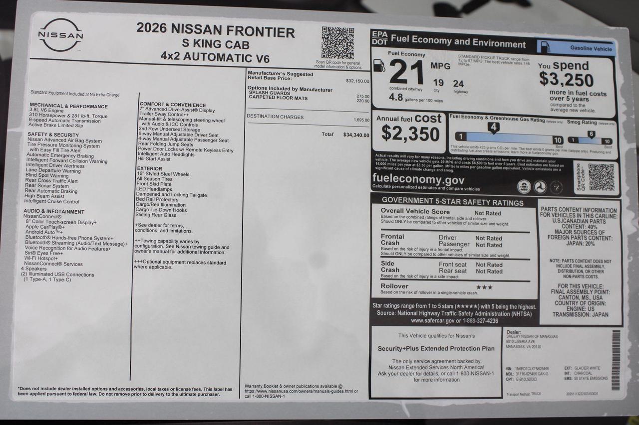 2026 Nissan Frontier S Manassas VA