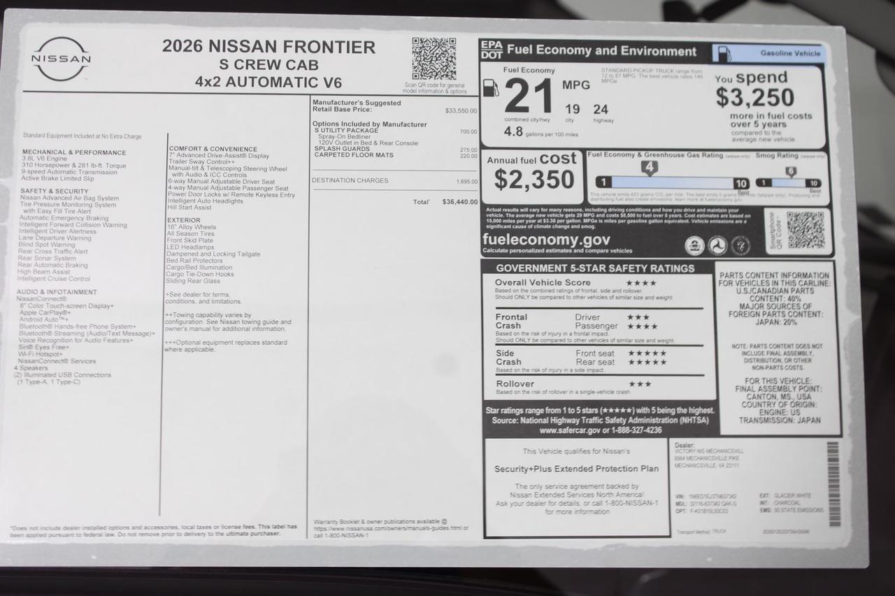 2026 Nissan Frontier S Manassas VA