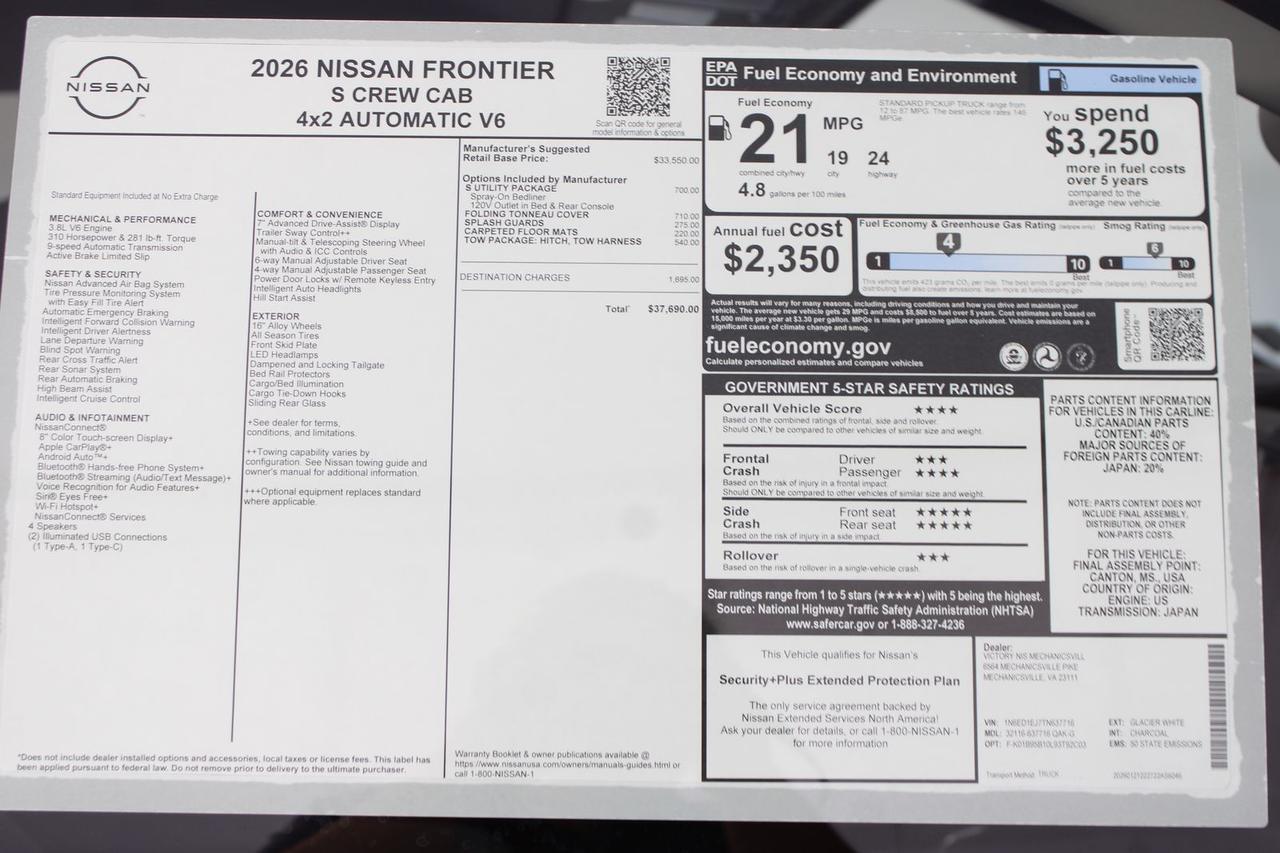 2026 Nissan Frontier S Manassas VA