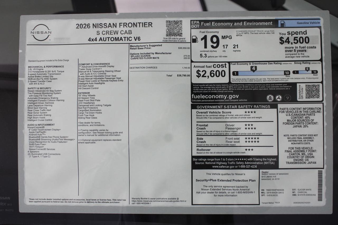 2026 Nissan Frontier S Manassas VA