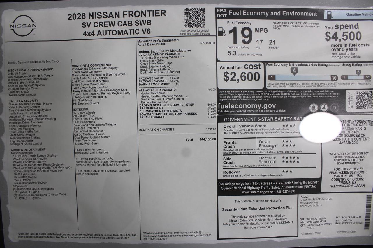 2026 Nissan Frontier SV Manassas VA