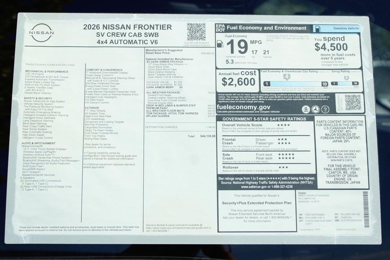 2026 Nissan Frontier SV Manassas VA