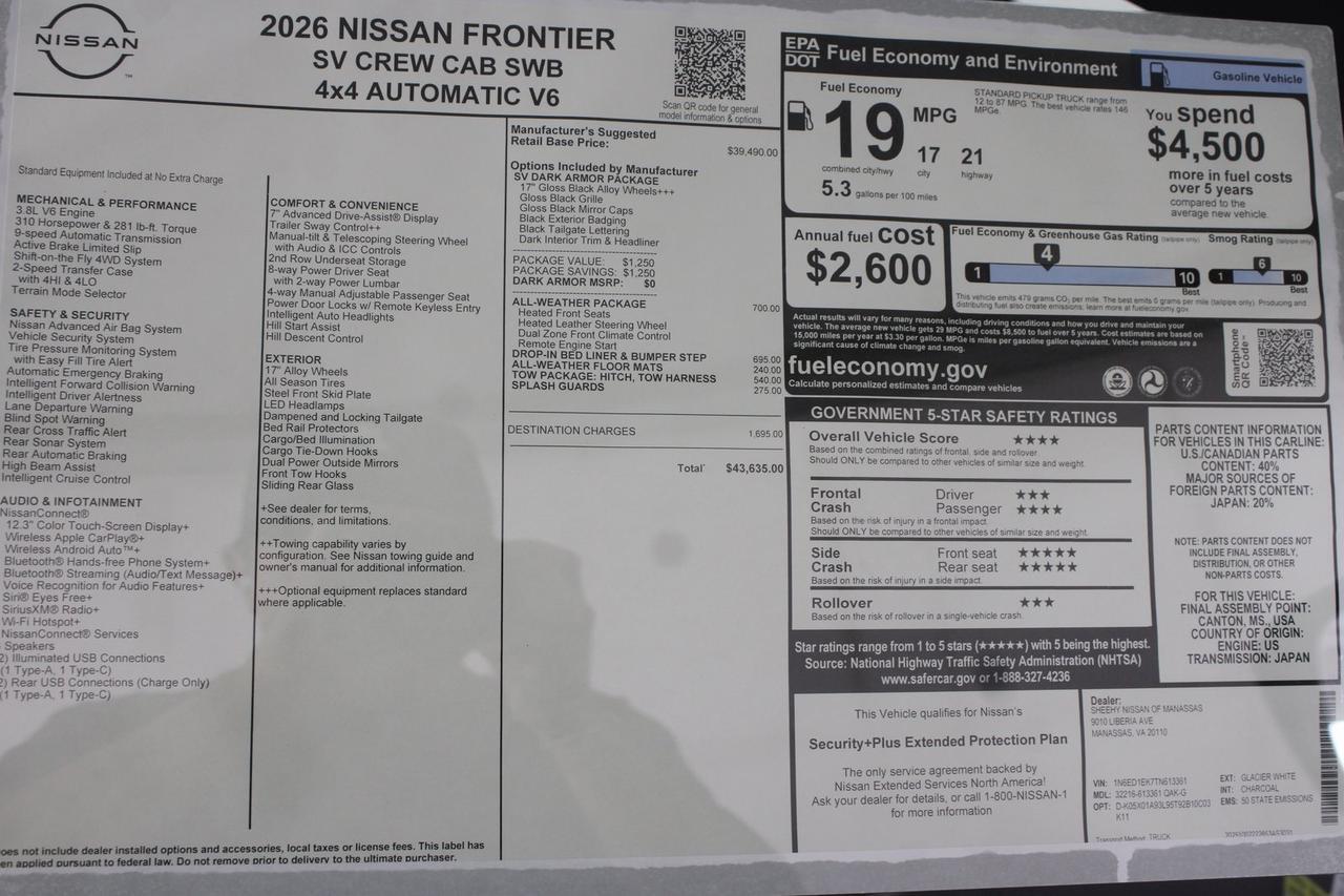 2026 Nissan Frontier SV Manassas VA