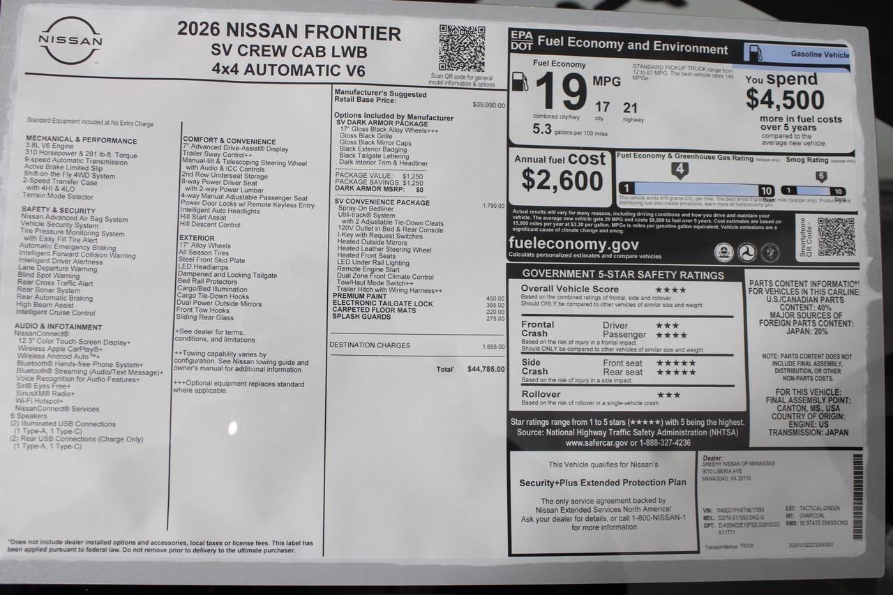 2026 Nissan Frontier SV Manassas VA