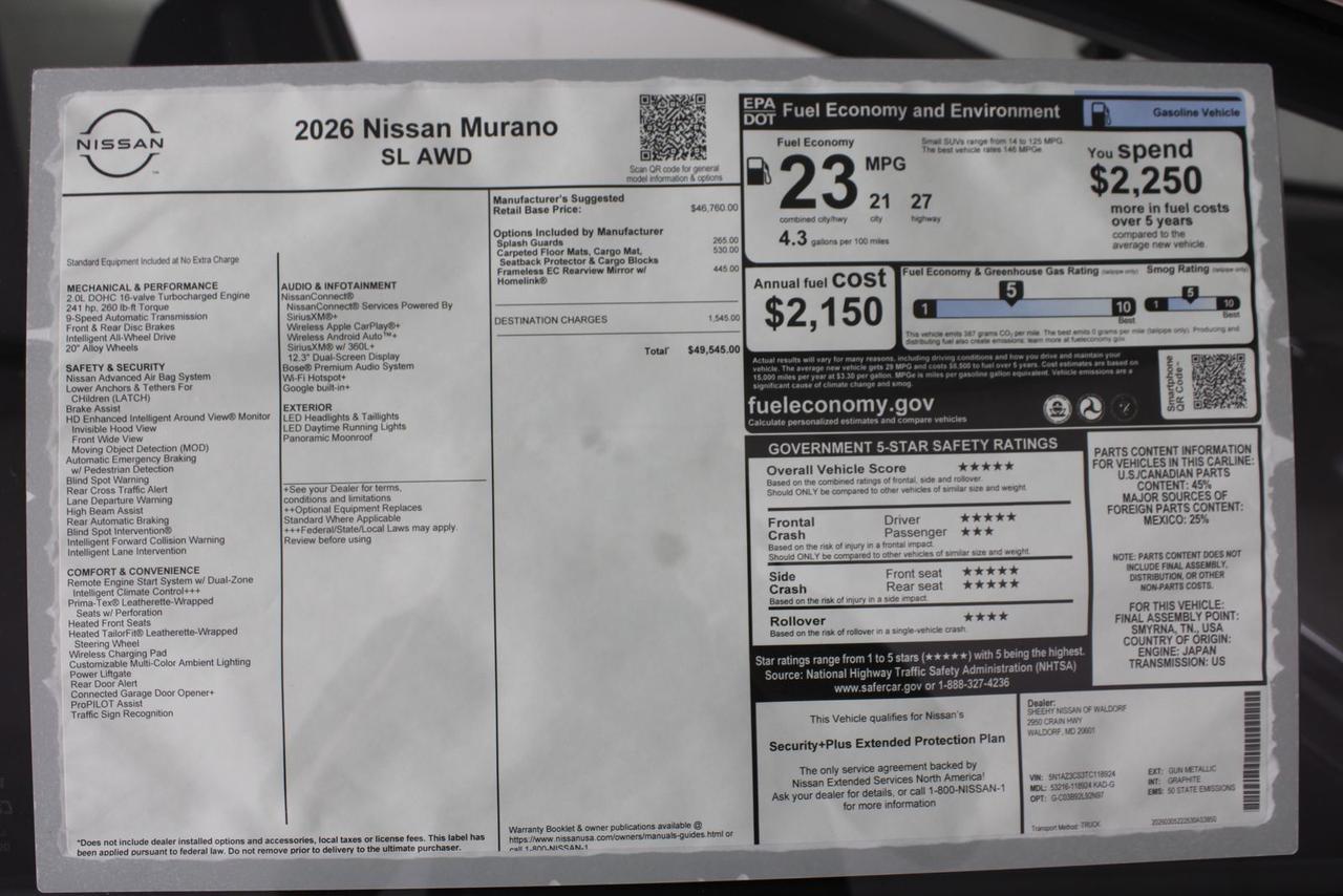 2026 Nissan Murano SL Manassas VA