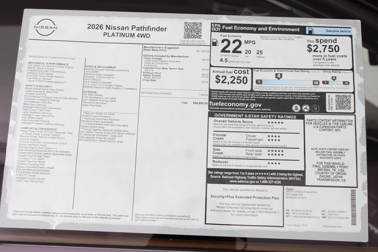 2026 Nissan Pathfinder Platinum Manassas VA