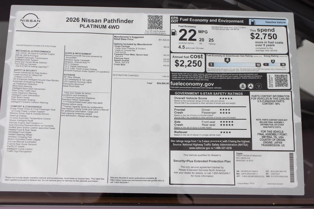 2026 Nissan Pathfinder Platinum Manassas VA