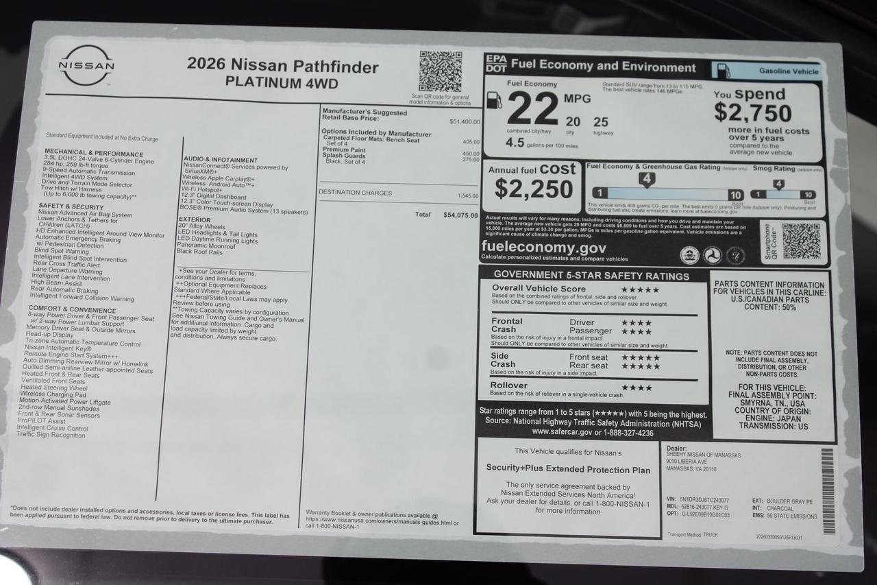 2026 Nissan Pathfinder Platinum Manassas VA