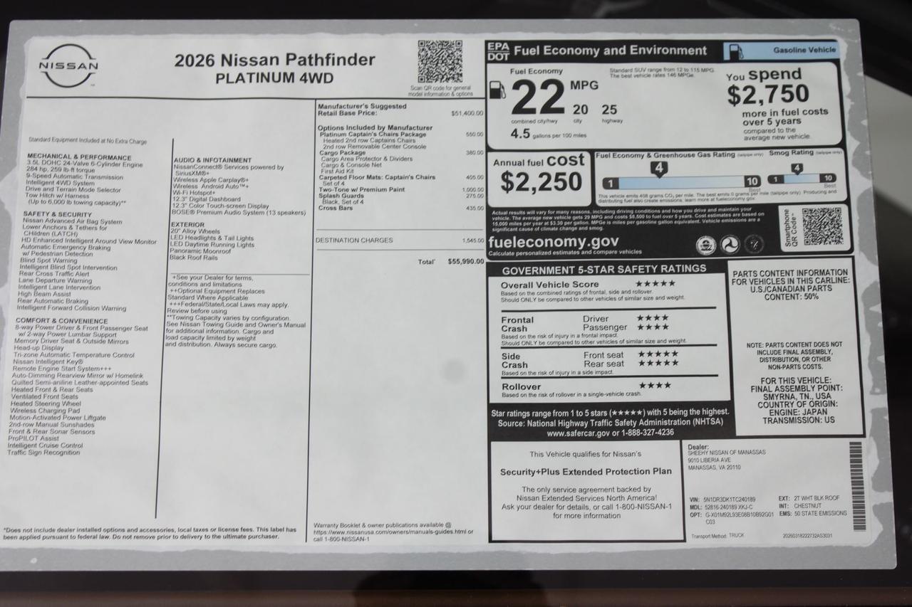 2026 Nissan Pathfinder Platinum Manassas VA