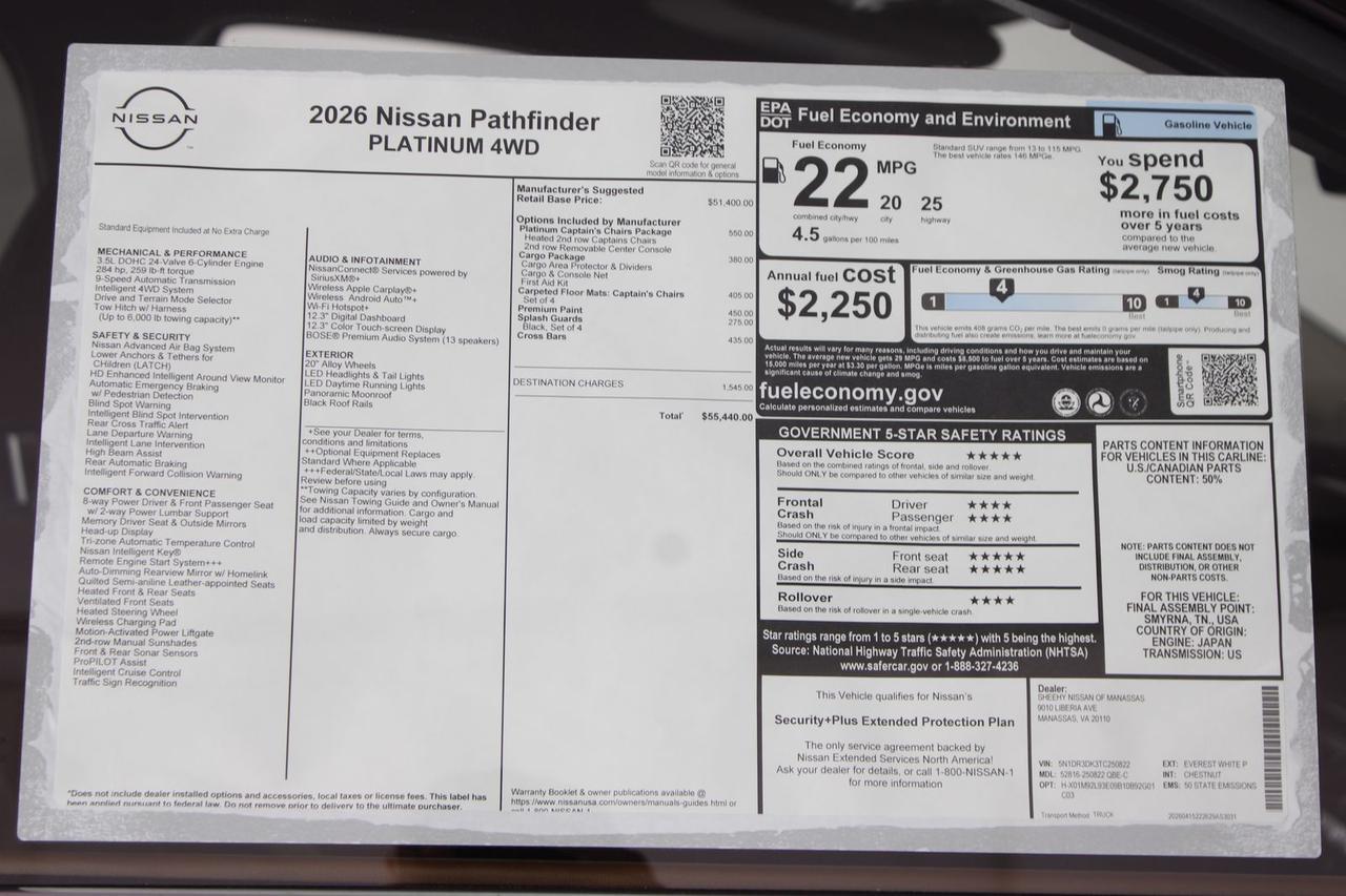 2026 Nissan Pathfinder Platinum Manassas VA
